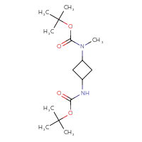 Chemical structure of tert-butyl N-(3-{[(tert-butoxy)carbonyl](methyl)amino}cyclobutyl)carbamate - CSSB00113616953