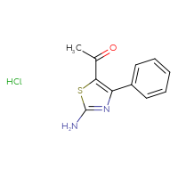 Chemical structure of 1-(2-amino-4-phenyl-1,3-thiazol-5-yl)ethan-1-one hydrochloride - CSSB00025771379