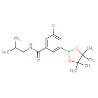 Chemical structure of 3-chloro-N-(2-methylpropyl)-5-(4,4,5,5-tetramethyl-1,3,2-dioxaborolan-2-yl)benzamide - CSSB02522174827