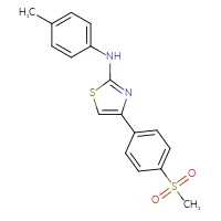 Chemical structure of 4-(4-methanesulfonylphenyl)-N-(4-methylphenyl)-1,3-thiazol-2-amine - CSSB00787864704