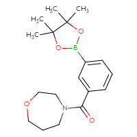 Chemical structure of 4-[3-(4,4,5,5-tetramethyl-1,3,2-dioxaborolan-2-yl)benzoyl]-1,4-oxazepane - CSSB02195989209