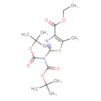 Chemical structure of ethyl 2-{bis[(tert-butoxy)carbonyl]amino}-5-methyl-1,3-thiazole-4-carboxylate - CSSB00049763176