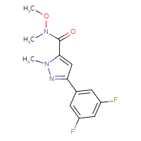 Chemical structure of 3-(3,5-difluorophenyl)-N-methoxy-N,1-dimethyl-1H-pyrazole-5-carboxamide - CSSB21151591806
