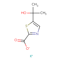 Chemical structure of potassium 5-(2-hydroxypropan-2-yl)-1,3-thiazole-2-carboxylate - CSSB14802769971
