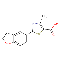 Chemical structure of 2-(2,3-dihydro-1-benzofuran-5-yl)-4-methyl-1,3-thiazole-5-carboxylic acid - CSSB00007790539