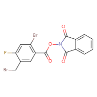 Chemical structure of 1,3-dioxo-2,3-dihydro-1H-isoindol-2-yl 2-bromo-5-(bromomethyl)-4-fluorobenzoate - CSSB06258915854