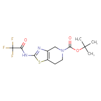 Chemical structure of tert-butyl 2-(2,2,2-trifluoroacetamido)-4H,5H,6H,7H-[1,3]thiazolo[4,5-c]pyridine-5-carboxylate - CSSB21414523885