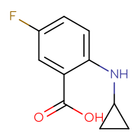 Chemical structure of 2-(cyclopropylamino)-5-fluorobenzoic acid - CSSB00011899942