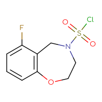 Chemical structure of 6-fluoro-2,3,4,5-tetrahydro-1,4-benzoxazepine-4-sulfonyl chloride - CSSB14959847925
