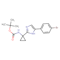 Chemical structure of tert-butyl N-{1-[5-(4-bromophenyl)-1H-imidazol-2-yl]cyclopropyl}carbamate - CSSB00010985367