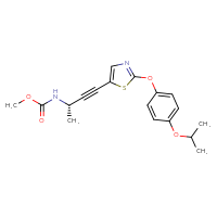 Chemical structure of methyl N-[(2S)-4-{2-[4-(propan-2-yloxy)phenoxy]-1,3-thiazol-5-yl}but-3-yn-2-yl]carbamate - CSSB06629245427