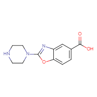 Chemical structure of 2-(piperazin-1-yl)-1,3-benzoxazole-5-carboxylic acid - CSSB00133419692