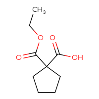 Chemical structure of 1-(ethoxycarbonyl)cyclopentane-1-carboxylic acid - CSSB00009908717
