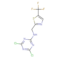 Chemical structure of 4,6-dichloro-N-{[5-(trifluoromethyl)-1,3-thiazol-2-yl]methyl}-1,3,5-triazin-2-amine - CSSB06765182881