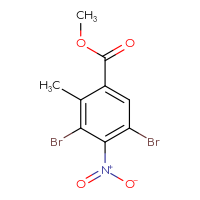 Chemical structure of methyl 3,5-dibromo-2-methyl-4-nitrobenzoate - CSSB20621662148