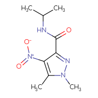 Chemical structure of 1,5-dimethyl-4-nitro-N-(propan-2-yl)-1H-pyrazole-3-carboxamide - CSSB00121663625