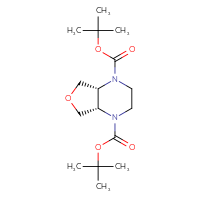 Chemical structure of 1,4-di-tert-butyl (4aR,7aS)-octahydrofuro[3,4-b]pyrazine-1,4-dicarboxylate - CSSB02475552642
