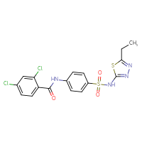 Chemical structure of 2,4-dichloro-N-{4-[(5-ethyl-1,3,4-thiadiazol-2-yl)sulfamoyl]phenyl}benzamide - CSSB00107853586