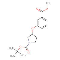 Chemical structure of tert-butyl 3-[3-(methoxycarbonyl)phenoxy]pyrrolidine-1-carboxylate - CSSB00010484498