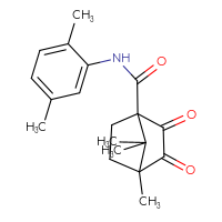 Chemical structure of N-(2,5-dimethylphenyl)-4,7,7-trimethyl-2,3-dioxobicyclo[2.2.1]heptane-1-carboxamide - CSSB00121726764