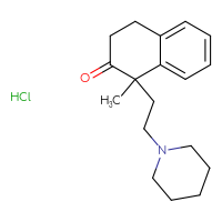 Chemical structure of 1-methyl-1-[2-(piperidin-1-yl)ethyl]-1,2,3,4-tetrahydronaphthalen-2-one hydrochloride - CSSB03437847294