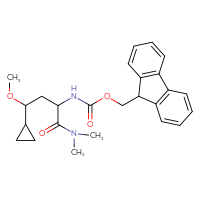 Chemical structure of (9H-fluoren-9-yl)methyl N-[3-cyclopropyl-1-(dimethylcarbamoyl)-3-methoxypropyl]carbamate - CSSB21043414388