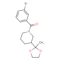 Chemical structure of 1-(3-bromobenzoyl)-3-(2-methyl-1,3-dioxolan-2-yl)piperidine - CSSB02075026825