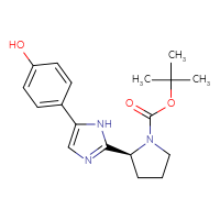 Chemical structure of tert-butyl (2S)-2-[5-(4-hydroxyphenyl)-1H-imidazol-2-yl]pyrrolidine-1-carboxylate - CSSB06586160701
