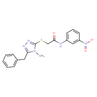 Chemical structure of 2-[(5-benzyl-4-methyl-4H-1,2,4-triazol-3-yl)sulfanyl]-N-(3-nitrophenyl)acetamide - CSSB00025729391