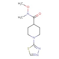 Chemical structure of N-methoxy-N-methyl-1-(1,3,4-thiadiazol-2-yl)piperidine-4-carboxamide - CSSB01998416643