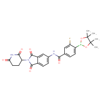 Chemical structure of N-[2-(2,6-dioxopiperidin-3-yl)-1,3-dioxo-2,3-dihydro-1H-isoindol-5-yl]-3-fluoro-4-(4,4,5,5-tetramethyl-1,3,2-dioxaborolan-2-yl)benzamide - CSSB21531616756