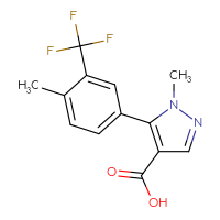 Chemical structure of 1-methyl-5-[4-methyl-3-(trifluoromethyl)phenyl]-1H-pyrazole-4-carboxylic acid - CSSB00103095553
