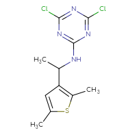 Chemical structure of 4,6-dichloro-N-[1-(2,5-dimethylthiophen-3-yl)ethyl]-1,3,5-triazin-2-amine - CSSB00001017227