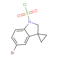 Chemical structure of 5'-bromo-1',2'-dihydrospiro[cyclopropane-1,3'-indole]-1'-sulfonyl chloride - CSSB14985244866