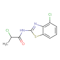 Chemical structure of 2-chloro-N-(4-chloro-1,3-benzothiazol-2-yl)propanamide - CSSB21531615532
