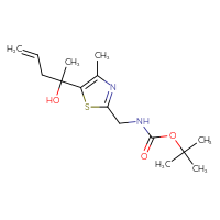 Chemical structure of tert-butyl N-{[5-(2-hydroxypent-4-en-2-yl)-4-methyl-1,3-thiazol-2-yl]methyl}carbamate - CSSB07095228662