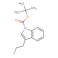 Chemical structure of tert-butyl 3-(2-iodoethyl)-1H-indole-1-carboxylate - CSSB21474899634