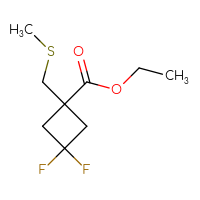 Chemical structure of ethyl 3,3-difluoro-1-[(methylsulfanyl)methyl]cyclobutane-1-carboxylate - CSSB06656233066