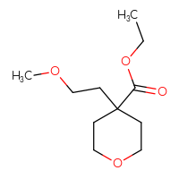 Chemical structure of ethyl 4-(2-methoxyethyl)oxane-4-carboxylate - CSSB14929379743