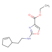 Chemical structure of ethyl 2-{[2-(cyclopent-2-en-1-yl)ethyl]amino}-1,3-oxazole-4-carboxylate - CSSB06760521592