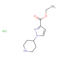 Chemical structure of ethyl 1-(piperidin-4-yl)-1H-pyrazole-3-carboxylate hydrochloride - CSSB14929131055