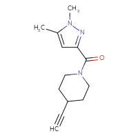 Chemical structure of 1-(1,5-dimethyl-1H-pyrazole-3-carbonyl)-4-ethynylpiperidine - CSSB00054615310