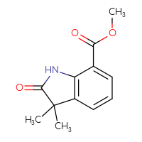 Chemical structure of methyl 3,3-dimethyl-2-oxo-2,3-dihydro-1H-indole-7-carboxylate - CSSB00025784930