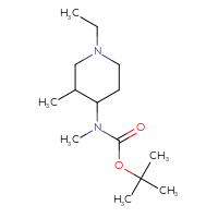 Chemical structure of tert-butyl N-(1-ethyl-3-methylpiperidin-4-yl)-N-methylcarbamate - CSSB00010022838