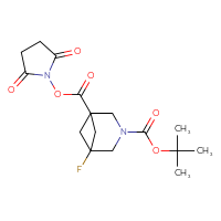 Chemical structure of 3-tert-butyl 1-(2,5-dioxopyrrolidin-1-yl) 5-fluoro-3-azabicyclo[3.1.1]heptane-1,3-dicarboxylate - CSSB20270230179