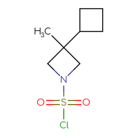 Chemical structure of 3-cyclobutyl-3-methylazetidine-1-sulfonyl chloride - CSSB02495687630