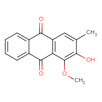 Chemical structure of 2-hydroxy-1-methoxy-3-methyl-9,10-dihydroanthracene-9,10-dione - CSSB00102524020