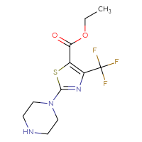 Chemical structure of ethyl 2-(piperazin-1-yl)-4-(trifluoromethyl)-1,3-thiazole-5-carboxylate - CSSB00025732873