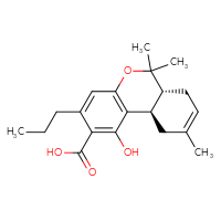 Chemical structure of (6aR,10aR)-1-hydroxy-6,6,9-trimethyl-3-propyl-6H,6aH,7H,10H,10aH-benzo[c]isochromene-2-carboxylic acid - CSSB14863685448