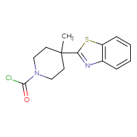 Chemical structure of 4-(1,3-benzothiazol-2-yl)-4-methylpiperidine-1-carbonyl chloride - CSSB21224771059